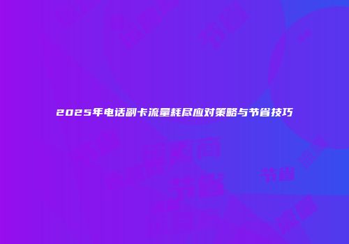 2025年电话副卡流量耗尽应对策略与节省技巧