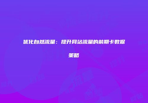 优化自然流量：提升网站流量的前期卡数据策略