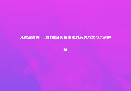 无限量套餐：现代生活流量需求的解决方案与未来展望