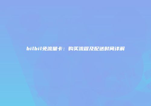 bilbil免流量卡：购买流程及配送时间详解