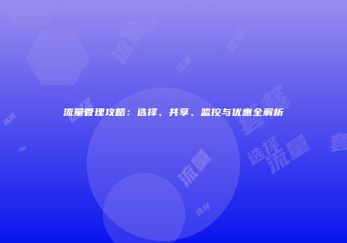 流量管理攻略：选择、共享、监控与优惠全解析