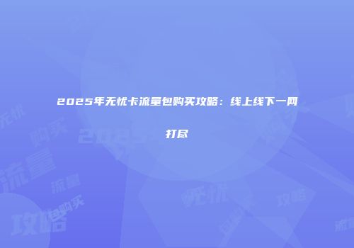 2025年无忧卡流量包购买攻略：线上线下一网打尽
