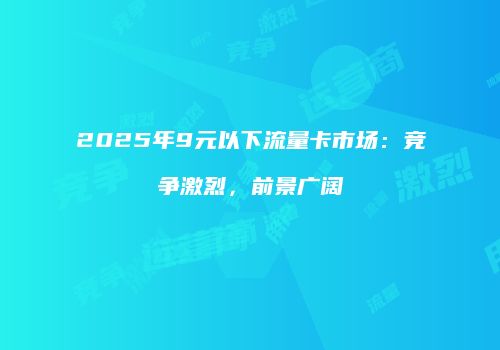 2025年9元以下流量卡市场：竞争激烈，前景广阔