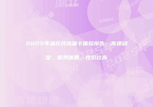 2025年湖北纯流量卡体验报告：高速稳定，服务优质，性价比高
