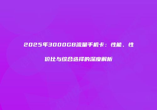 2025年3000GB流量手机卡：性能、性价比与综合选择的深度解析