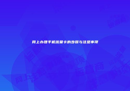 网上办理手机流量卡的步骤与注意事项