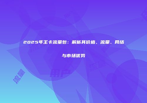 2025年王卡流量包：解析其价格、流量、网络与市场优势