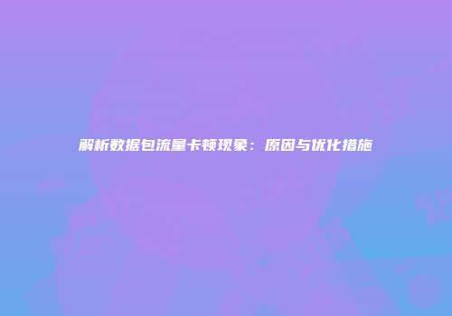 解析数据包流量卡顿现象：原因与优化措施