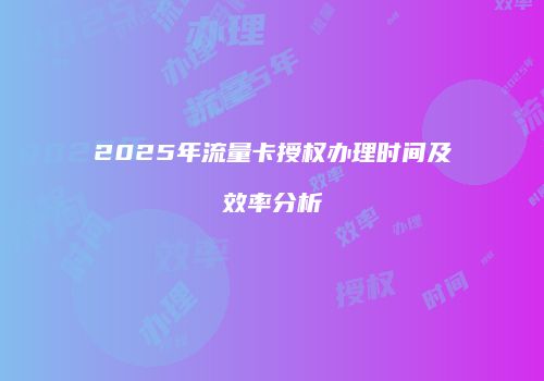 2025年流量卡授权办理时间及效率分析