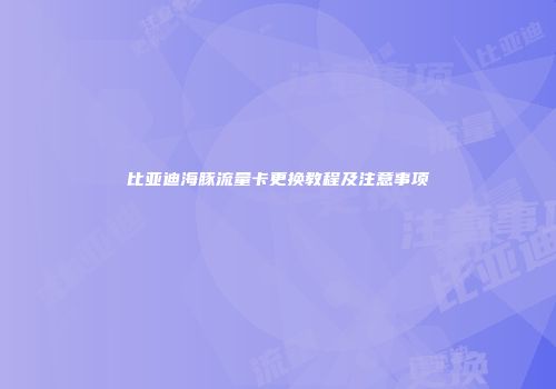 比亚迪海豚流量卡更换教程及注意事项