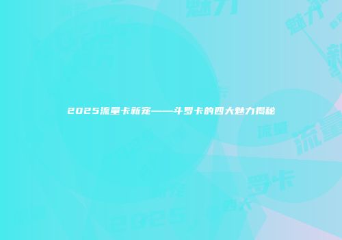 2025流量卡新宠——斗罗卡的四大魅力揭秘