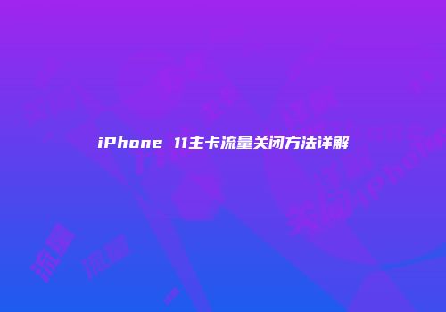 iPhone 11主卡流量关闭方法详解