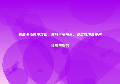 芝麻卡免流量攻略：如何享受每日、特定应用及夜间免流量服务