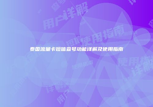 泰国流量卡短信查号功能详解及使用指南