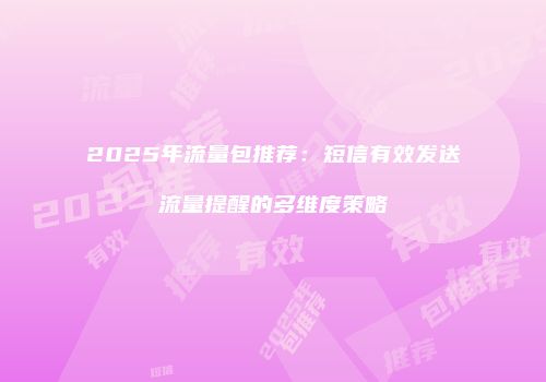 2025年流量包推荐：短信有效发送流量提醒的多维度策略