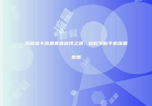 揭秘福卡流量套餐省钱之道，轻松节省手机流量费用