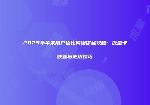 2025年苹果用户优化网络体验攻略：流量卡放置与使用技巧