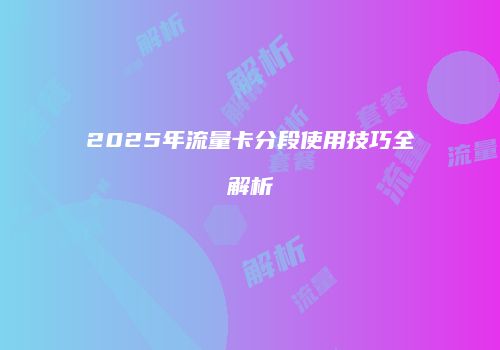 2025年流量卡分段使用技巧全解析