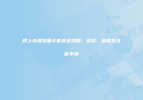 网上办理流量卡套餐全攻略：选择、步骤及注意事项