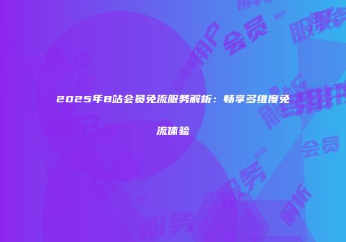 2025年B站会员免流服务解析：畅享多维度免流体验