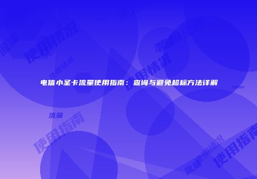 电信小圣卡流量使用指南：查询与避免超标方法详解