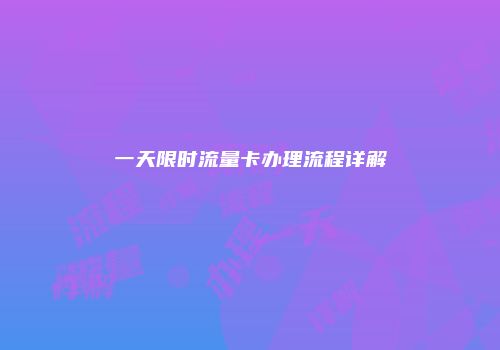 一天限时流量卡办理流程详解