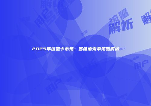 2025年流量卡市场：多维度竞争策略解析