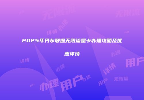 2025年丹东联通无限流量卡办理攻略及优惠详情