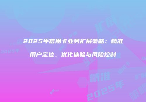 2025年信用卡业务扩展策略：精准用户定位、优化体验与风险控制