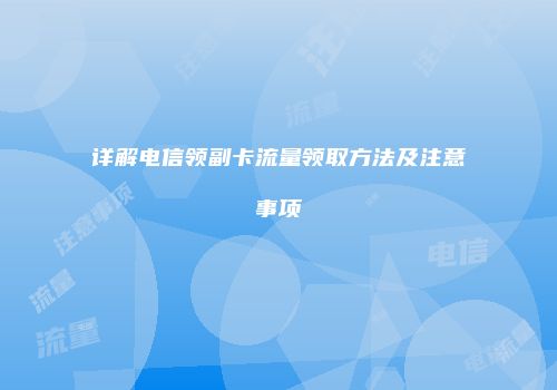 详解电信领副卡流量领取方法及注意事项