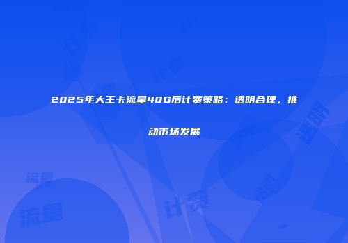 2025年大王卡流量40G后计费策略：透明合理，推动市场发展
