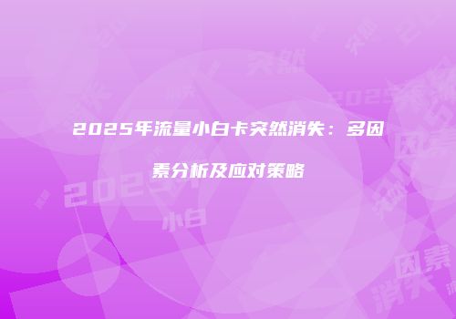 2025年流量小白卡突然消失：多因素分析及应对策略