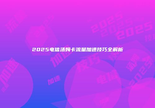 2025电信汤姆卡流量加速技巧全解析