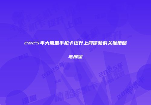 2025年大流量手机卡提升上网体验的关键策略与展望