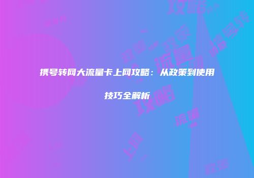 携号转网大流量卡上网攻略：从政策到使用技巧全解析