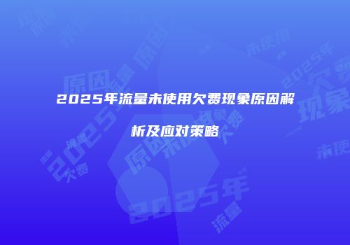 2025年流量未使用欠费现象原因解析及应对策略