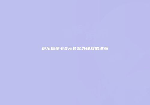 京东流量卡0元套餐办理攻略详解