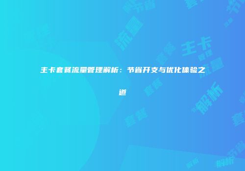 主卡套餐流量管理解析：节省开支与优化体验之道