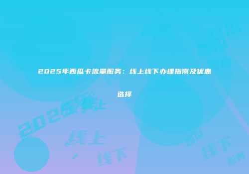 2025年西瓜卡流量服务：线上线下办理指南及优惠选择