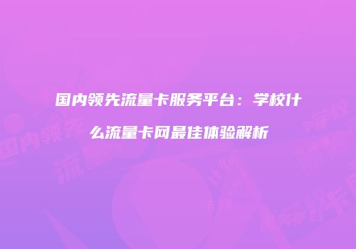 国内领先流量卡服务平台：学校什么流量卡网最佳体验解析