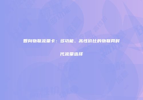 智向物联流量卡：多功能、高性价比的物联网时代流量选择