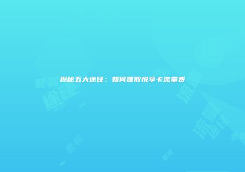 揭秘五大途径：如何赚取悦享卡流量费