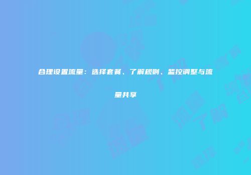 合理设置流量：选择套餐、了解规则、监控调整与流量共享