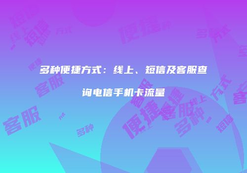 多种便捷方式：线上、短信及客服查询电信手机卡流量