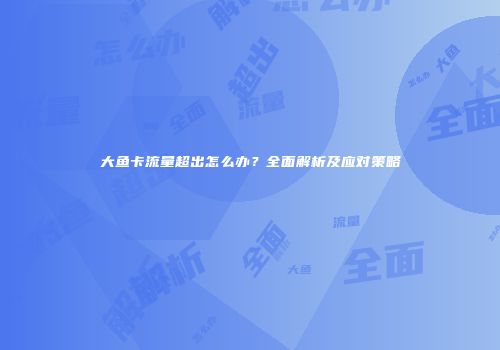 大鱼卡流量超出怎么办？全面解析及应对策略