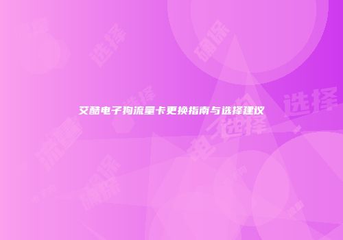 艾酷电子狗流量卡更换指南与选择建议