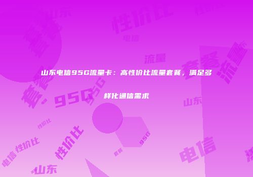 山东电信95G流量卡：高性价比流量套餐，满足多样化通信需求