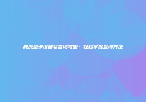 纯流量卡设备号查询攻略：轻松掌握查询方法