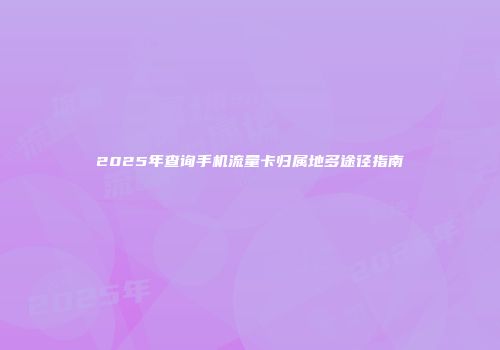 2025年查询手机流量卡归属地多途径指南