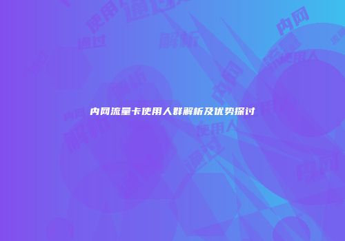内网流量卡使用人群解析及优势探讨